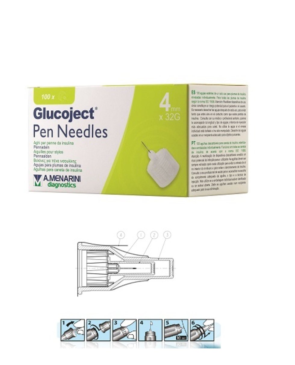 GLUCOJECT PEN NEEDLES  4MM G32