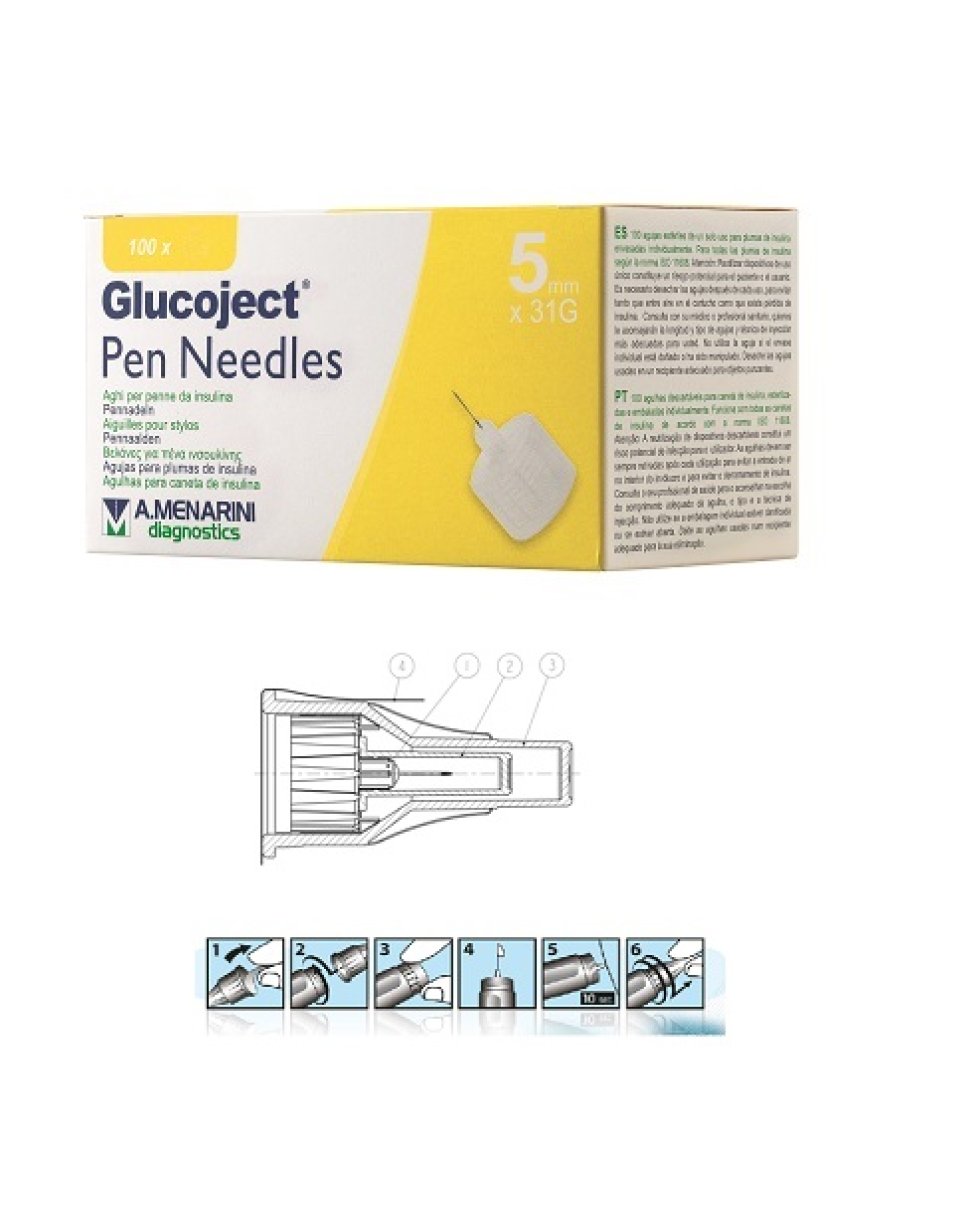 GLUCOJECT PEN NEEDL 5MM G31 100P