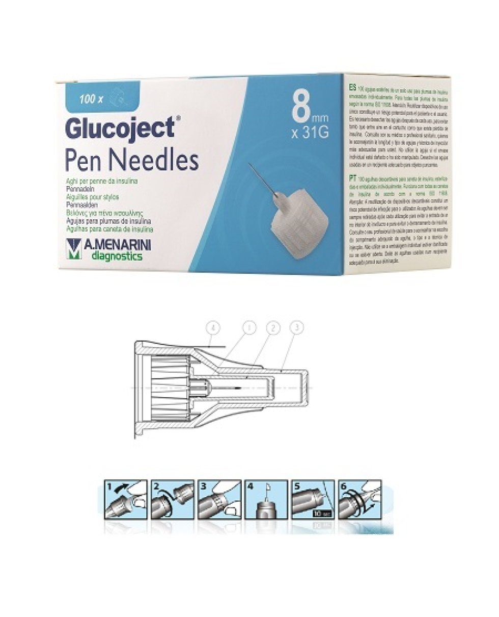 GLUCOJECT PEN NEEDLES  8MM G31