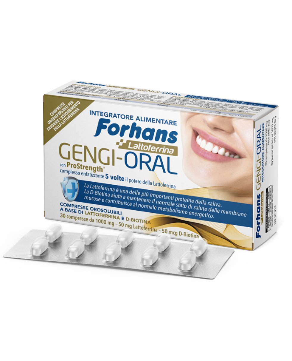 Forhans  Gengi-Oral 30 Compresse Orosolubili Con Lattoferrina Prostrength E D-Biotina