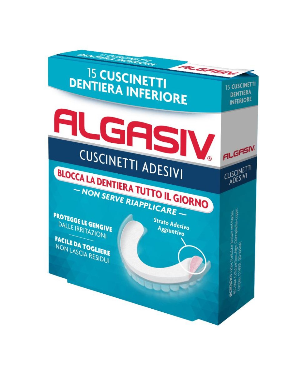 Algasiv Adesivi Protettivi Protesi Dentaria Inferiore 15 Pezzi